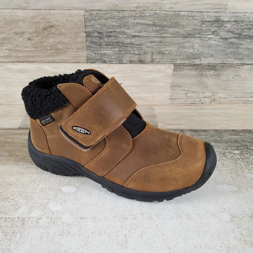 Keen Kootenay IV Kids Shoes Sz 3 Toasted Coconut Vapor Leather Lined Waterproof